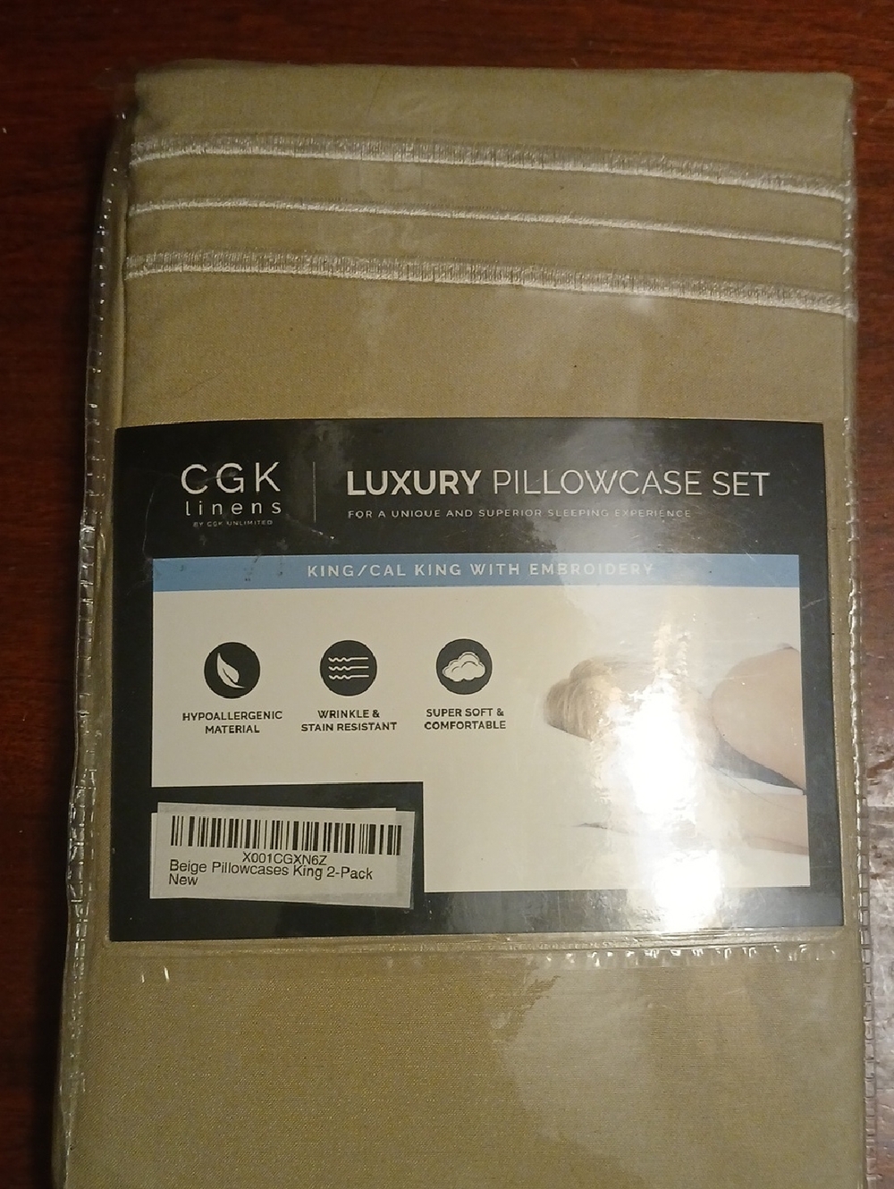 NWT Beige Luxury Pillowcase Set - King/Cal King